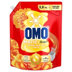 OMO Matic Comfort Top Load Liquid Detergent – Delicate Perfume Essence 3.8kg x 4 Pouches