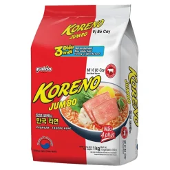 Koreno Jumbo Spicy Beef Flavor Instant Noodle Packs 1kg x 10 Bags